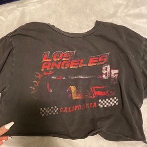 gray garage cropped tee